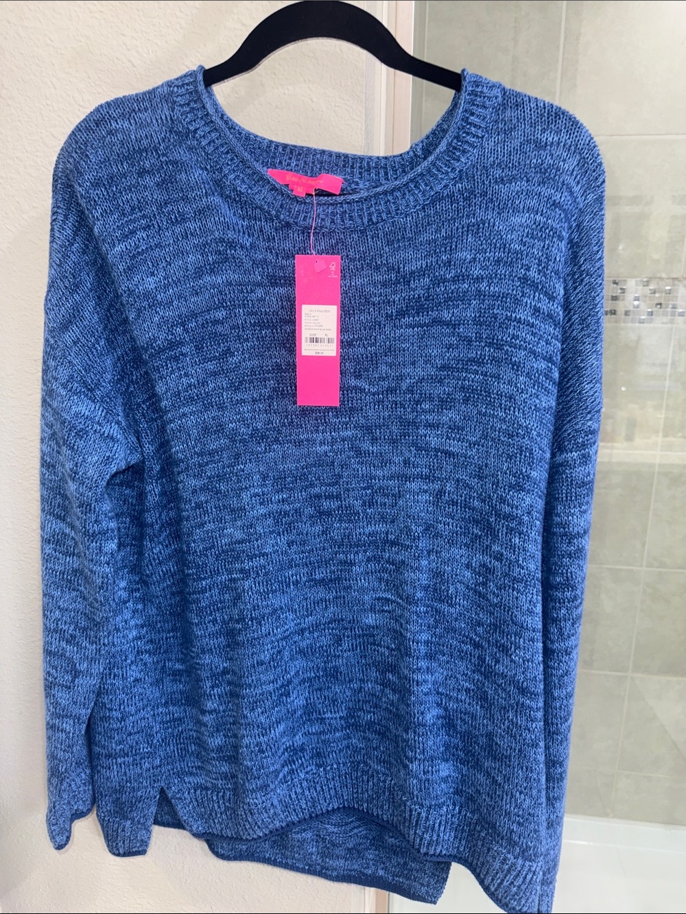 Lilly Pulitzer Bayport Sweater Aegean Navy Blue Marl New with Tags Size XL